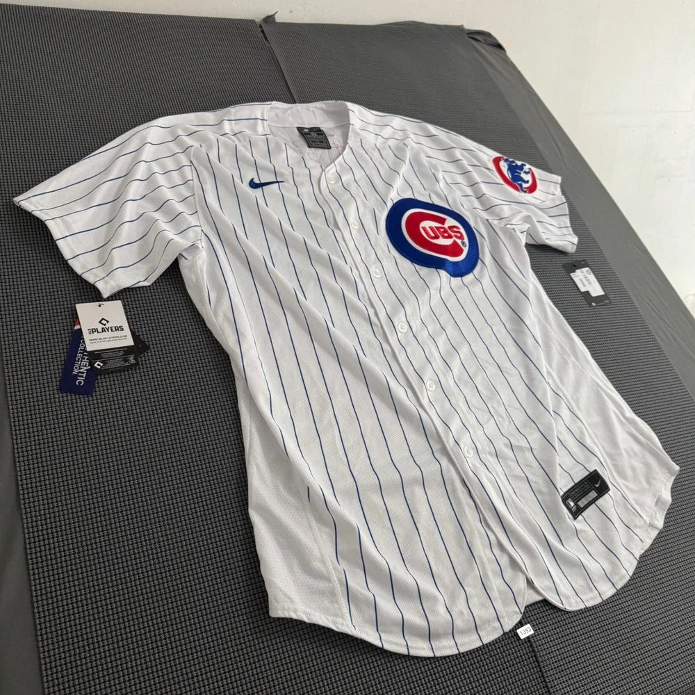 Nike Cubs Javier Baez 9 Authentic Pinstripe Jersey Mens 52 NWT